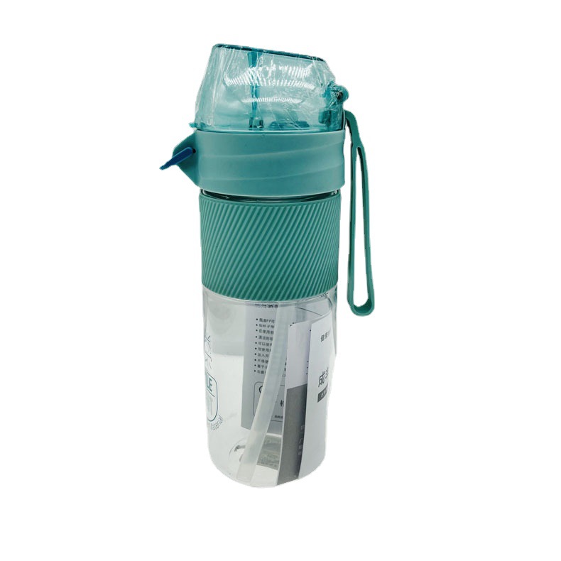 Chengfeng 1167 taza de plástico con silicona manga escala deportes al aire libre hervidor de fitness taza adultos niños taza de paja