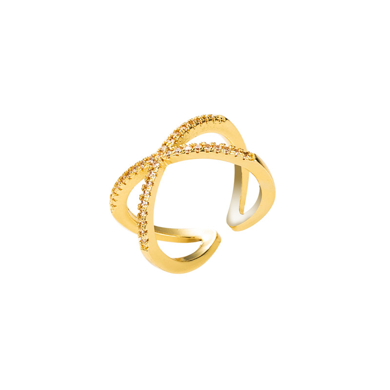Fashion Geometric Cross Star Copper Micro-inlaid Zircon Ring display picture 8