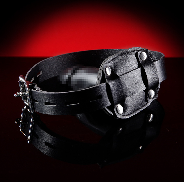 Silicone Mouth Plug with Detachable Ball, Leather Straps and Alloy Hardware, Black — detail image 3