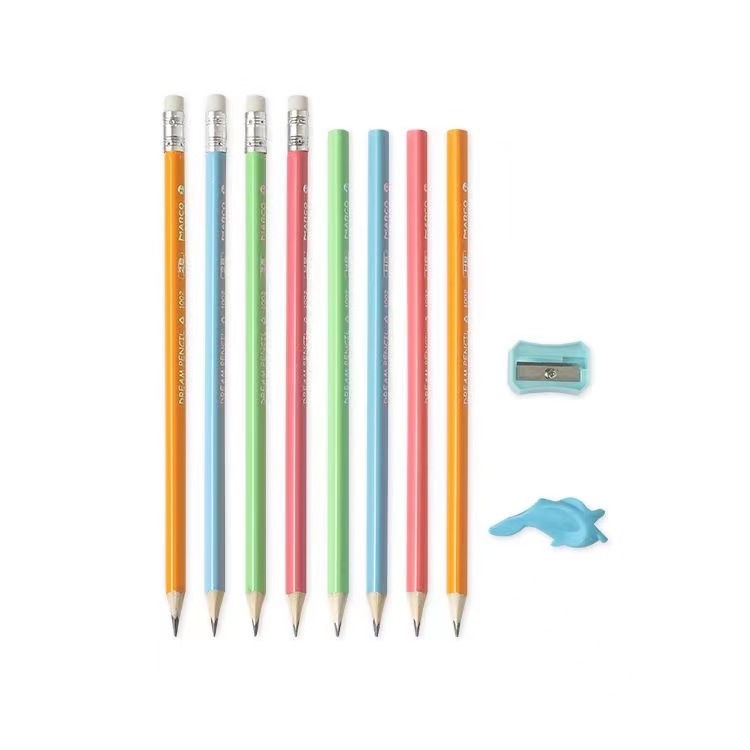 Marco Dreamers HB/2B triángulo de cuero lápiz tarjeta paquete no tóxico antideslizante fácil de sostener lápiz para niños estudiantes de primaria