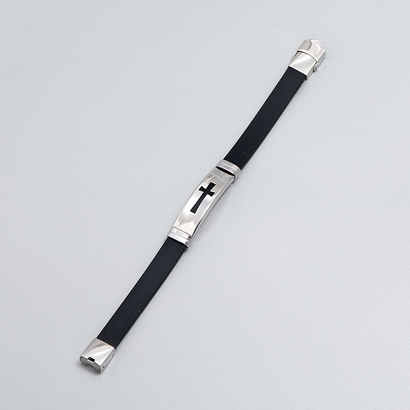 Pulsera De Silicona Creativa De La Personalidad De Los Hombres De La Pulsera Del Acero Inoxidable De Los Hombres De La Moda display picture 4