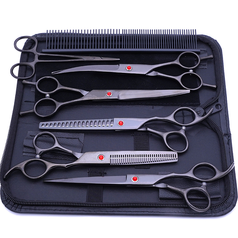 Fábrica al por mayor de acero inoxidable tijeras para mascotas tijeras profesionales de corte de pelo para mascotas tijeras de diente fino tijeras de corte de pelo de peluche
