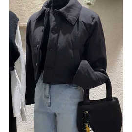 冬季保暖温柔风短外套设计感韩版黑色棉服百搭高级感棉袄413473
