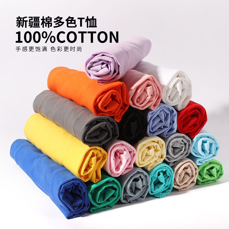 卸売り180グラム夏の薄手半袖男女純色シャツ丸襟綿tシャツ作業服カスタムロゴ