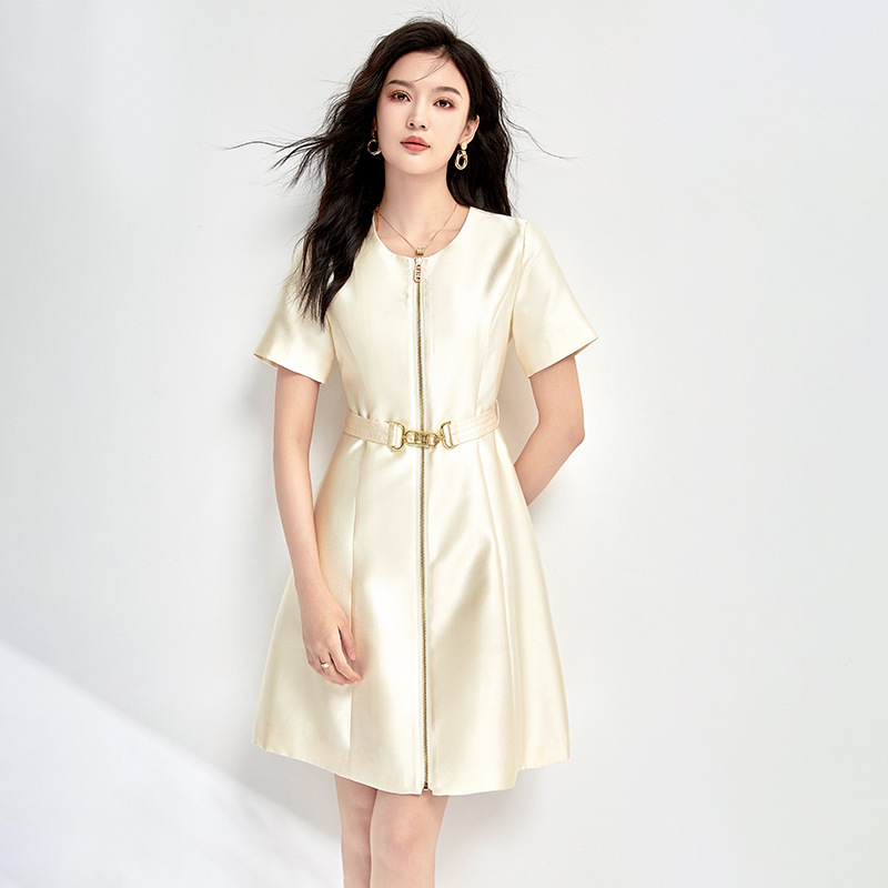 Đầm suông nữ midi tay ngắn mùa hè — 2415304 - Hồng chi tiết 7