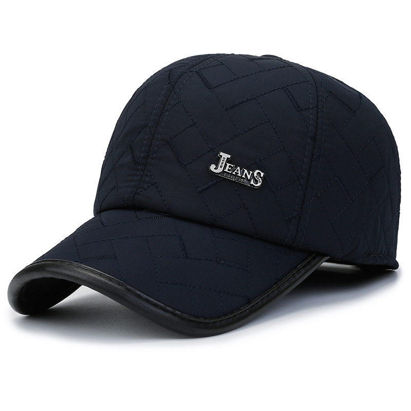 Diamond-shaped edged peaked cap—navy blue