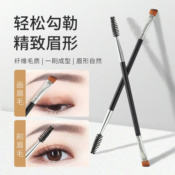 Double-headed eyebrow brush spiral bevel makeup brush eyelash brush plastic handle single pack easy to carry beauty tools in stock
