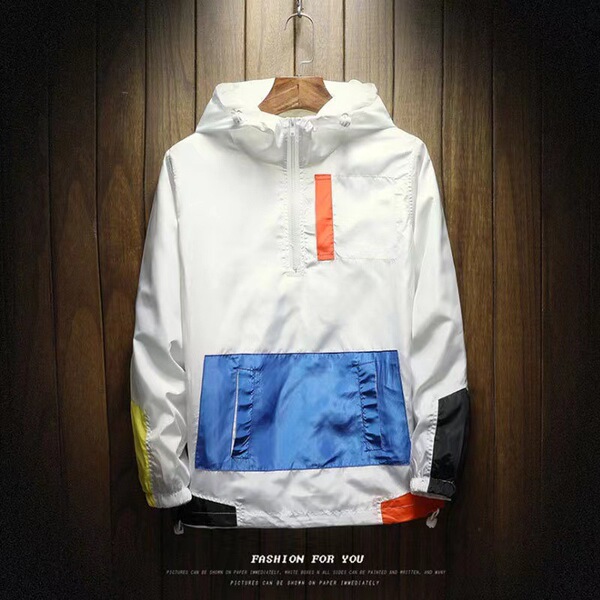 Spring two-tone jacket with hood