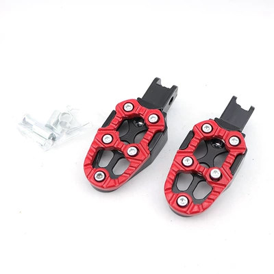 Motorcycle pedals Metal Non-Slip Footrest Neutral Durable - red-with-accessories