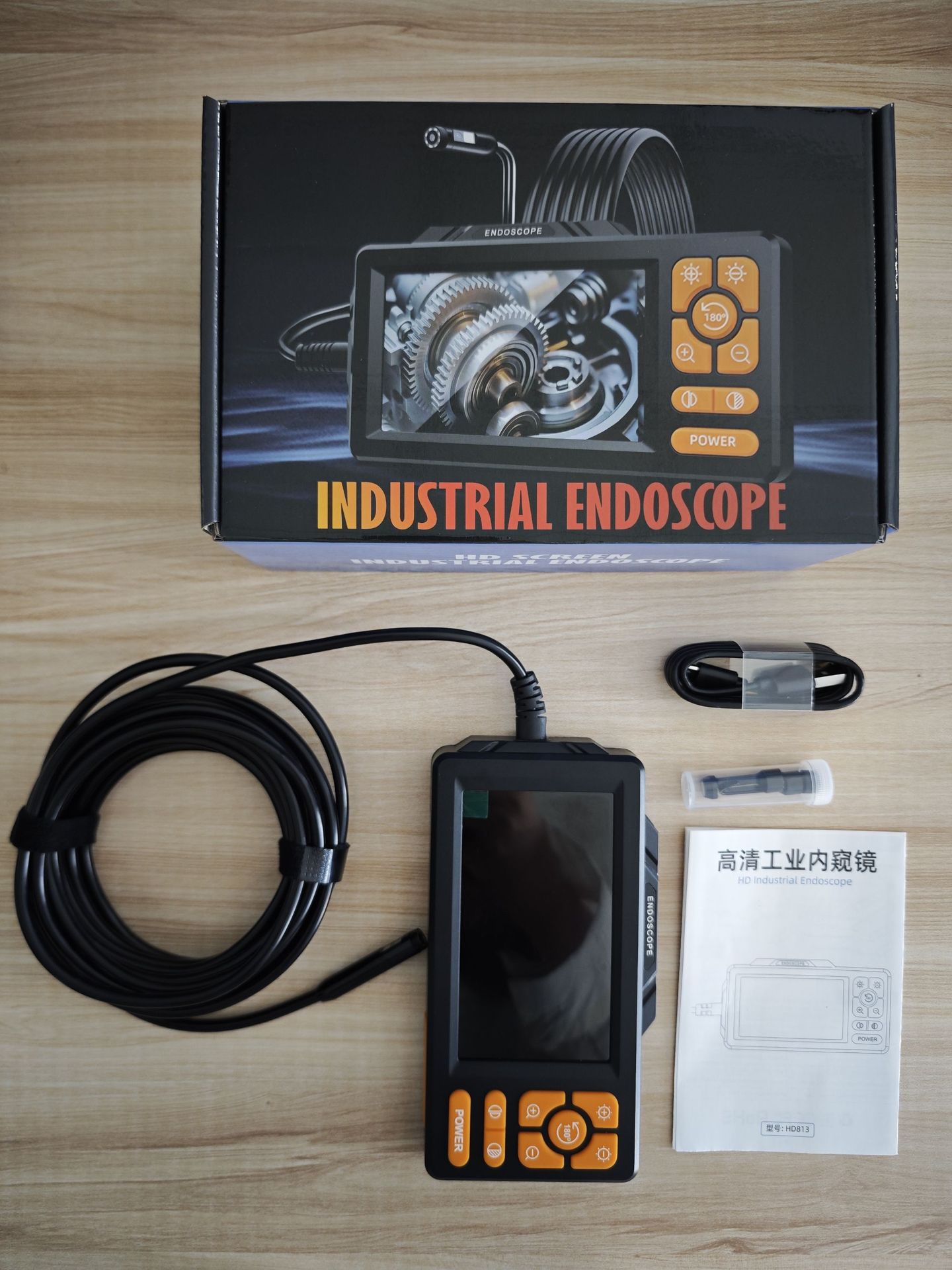 Industrie-Endoskop HD tragbares tragbares Handgerät mit Bildschirm Kamera Automotor-Reparatur-Inspektionsgerät Rohrleitungskamera
