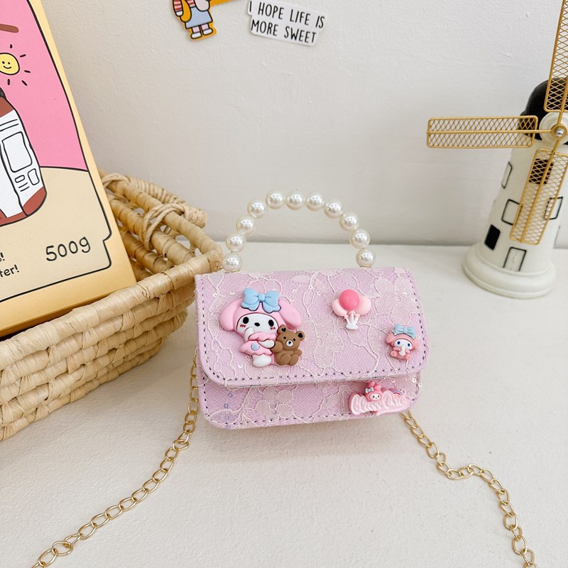 Nuevo encaje perla arco bolso cuadrado bolso de estilo extranjero versátil pequeño viento fragante bolso de chicas bolso de moda bolso de niños