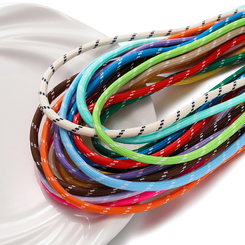 5mm Polyester Colorfulful Jump Point Flower Rope Woven Lanyard DIY Bag Hanging Umbrella Rope Keychain Handmade Polyester Fashion Mobile Phone Chain
