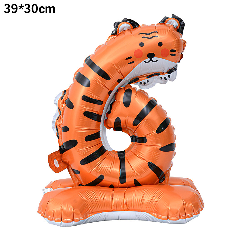 Transfronteriza nueva columna digital de animales de 23 pulgadas globo de aluminio forma de dibujos animados 0-9 decoración de diseño de escena de cumpleaños
