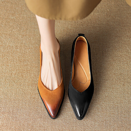 [Ran Jie Broken Code Special Clearance No Return] Clearance! Comfortable Shoes Leather Vintage Milk Shoes