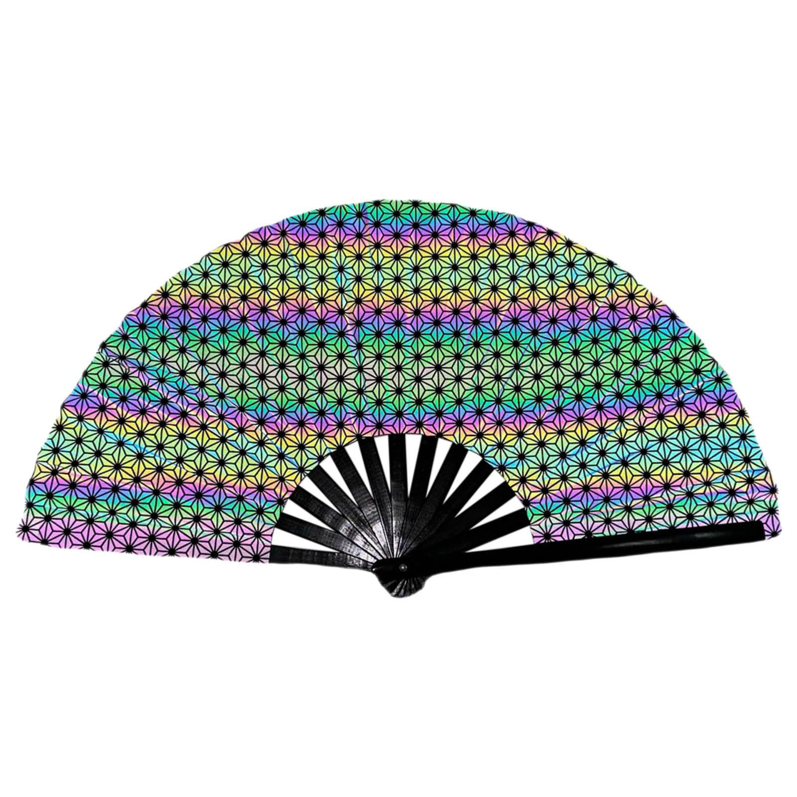 Fábrica de suministro de ventilador de tela reflectante, ventilador de kung fu de patrón de agua, ventilador de baile de banda sonora de gran tamaño