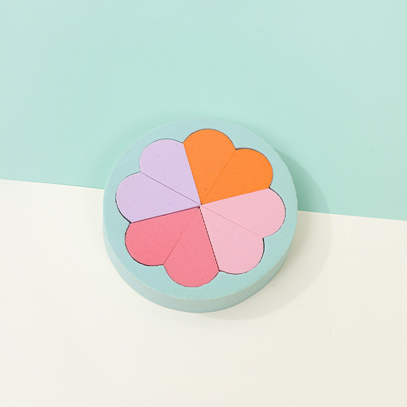 Puff plano personalizado de fábrica, triángulo, seis pétalos redondos, ocho, esponja cosmética sin látex, grande en el agua, transfronterizo