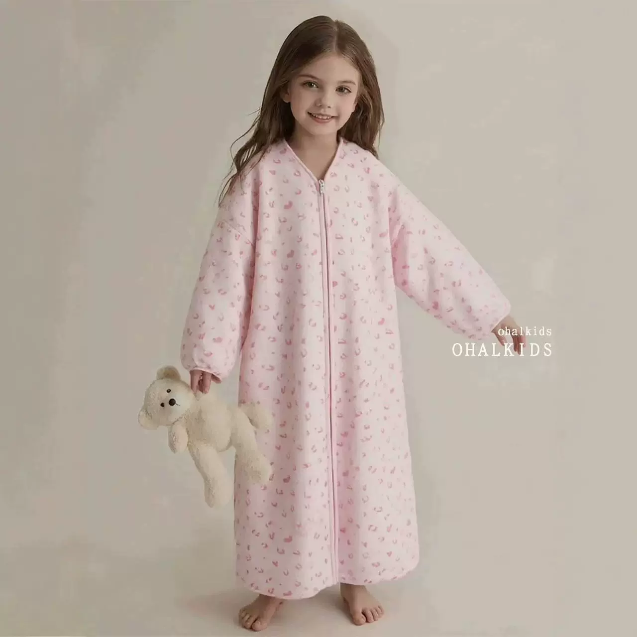 雪粒绒保暖睡裙女秋冬卡通可爱居家遛弯外套开衫款女士睡衣家居服