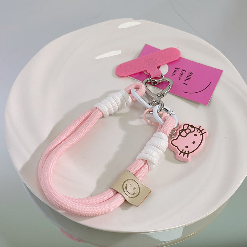 ダブルスプリングバックル E79 ガールピンク立体 KT 猫携帯電話回転ペンダントリストロープ漫画バックパックカメラ CCD ペンダント