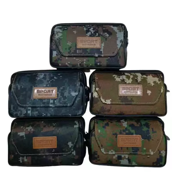 New 6.5 inch mobile phone waist bag wholesale men's wear belt cigarette mobile phone bag camouflage suction buckle mobile phone coin purse