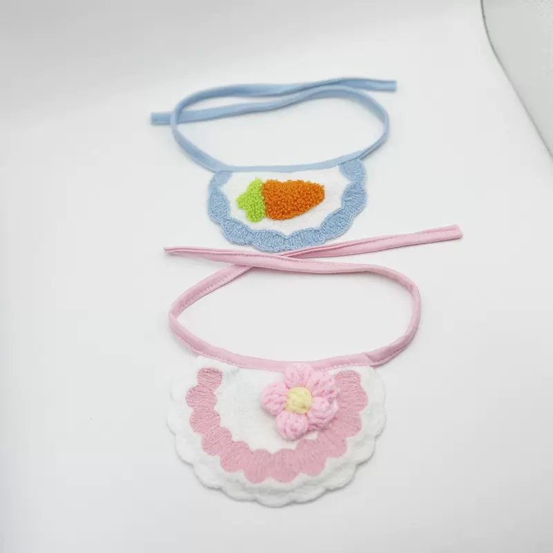 宠物猫咪泰迪柴犬狗狗可爱卡通小黄鸭青蛙樱桃围兜围嘴针织口水巾