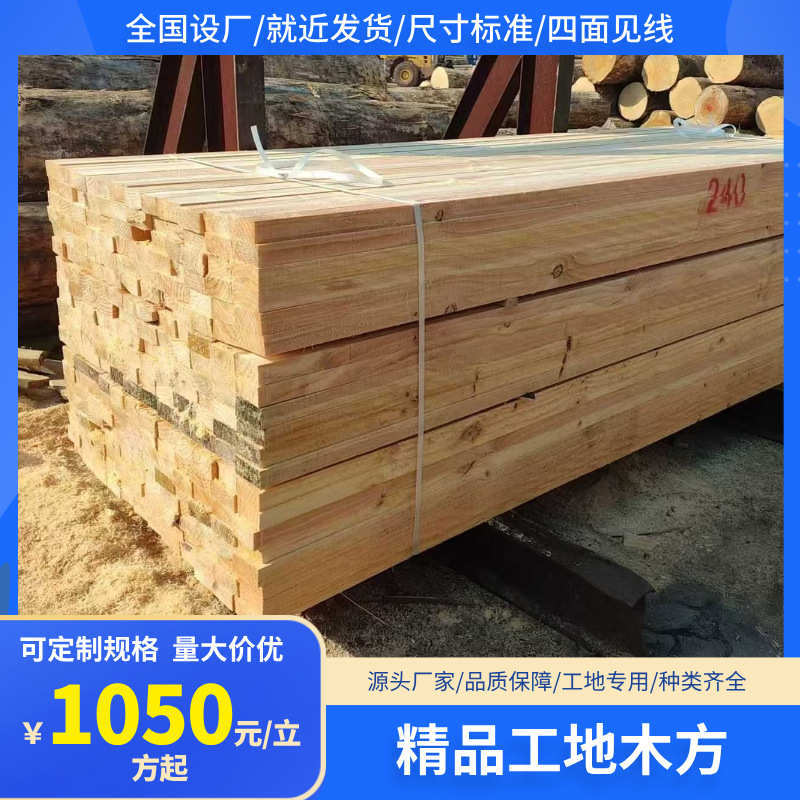 厂家直销工地专用木方 樟子松 白松 铁杉 辐射松 花旗松 建筑口料