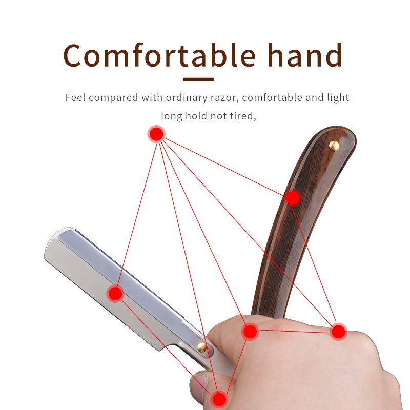 Old-fashioned Knife Haircut Shaving Manual Folding Razor Holder_voghion.com