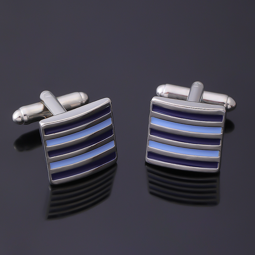 Amazon new creative European and American high-end French alloy striped drip cufflinks men's cuff factory wholesale