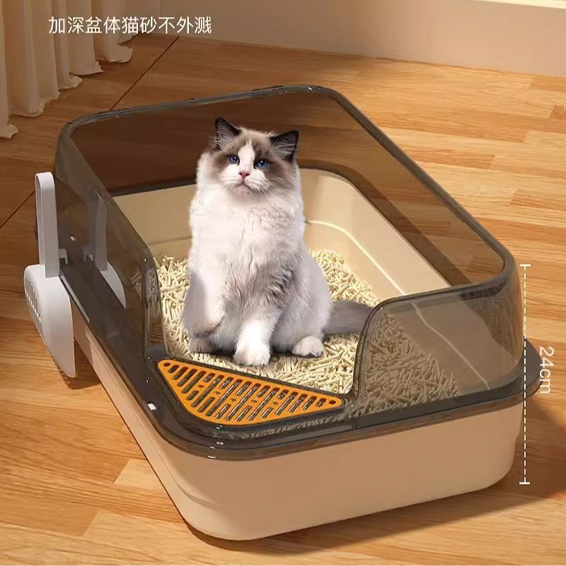 超大型猫砂盆猫トイレ砂盆特大サイズ外はね防止大猫砂盤糞盆半閉鎖巨大猫|undefined