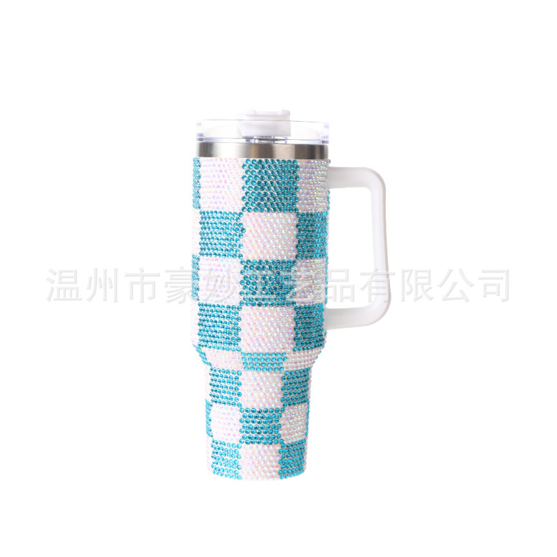 跨境外贸40oz手柄汽车杯带手柄贴钻水杯冰霸杯户外吸管杯汽车载杯|undefined