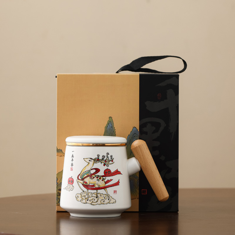 Zhao Cai Gato Taza de Cerámica Futuro Bromide Taza de Filtro Taza de Animales de Cartoon con Regalo Impreso LOGO