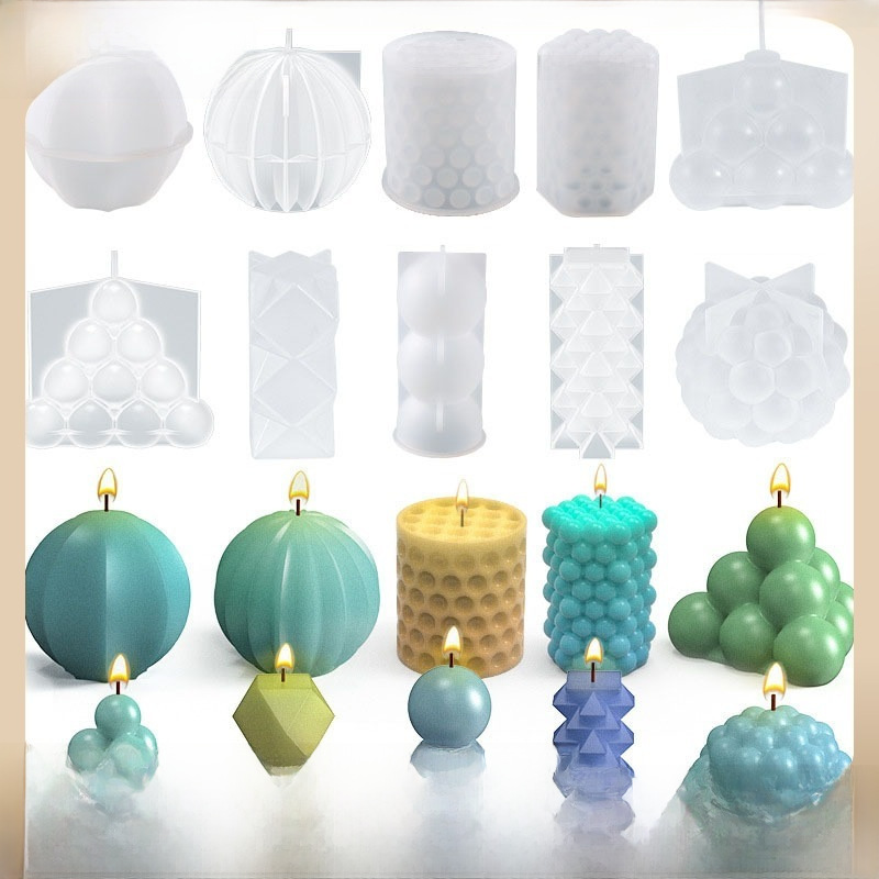 Sancy DIY crystal drop resin mold cylinder sphere lantern dot candle stand silicone mold
