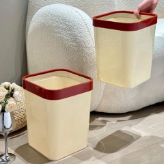 ゴミ箱家庭用リビングルームキッチン寝室大容量圧力リングクリームスタイルゴミ箱学生寮紙バスケット
