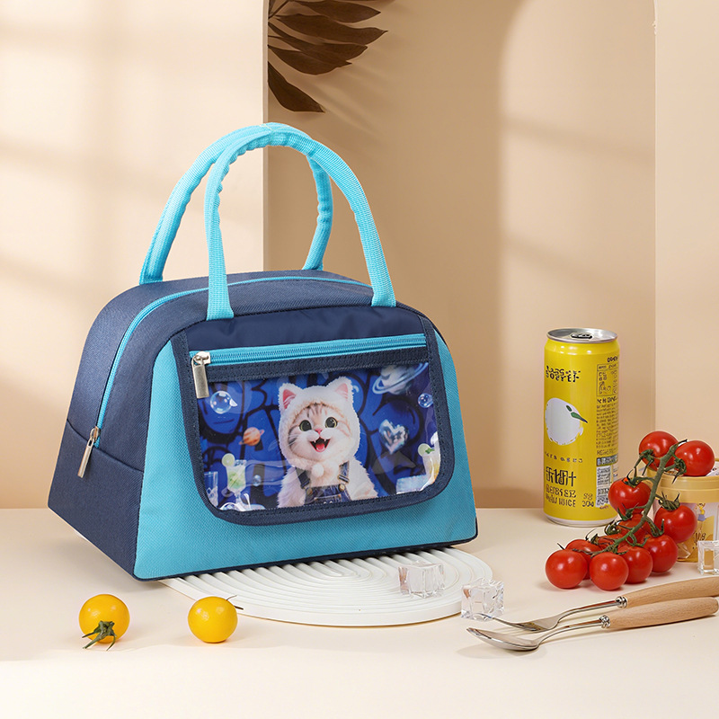 Nueva bolsa de almuerzo de dibujos animados bolsa de almuerzo portátil bolsa de aluminio aislante bolsa de almuerzo trapezoidal bolsa de dolor para estudiantes con bolsa de almuerzo