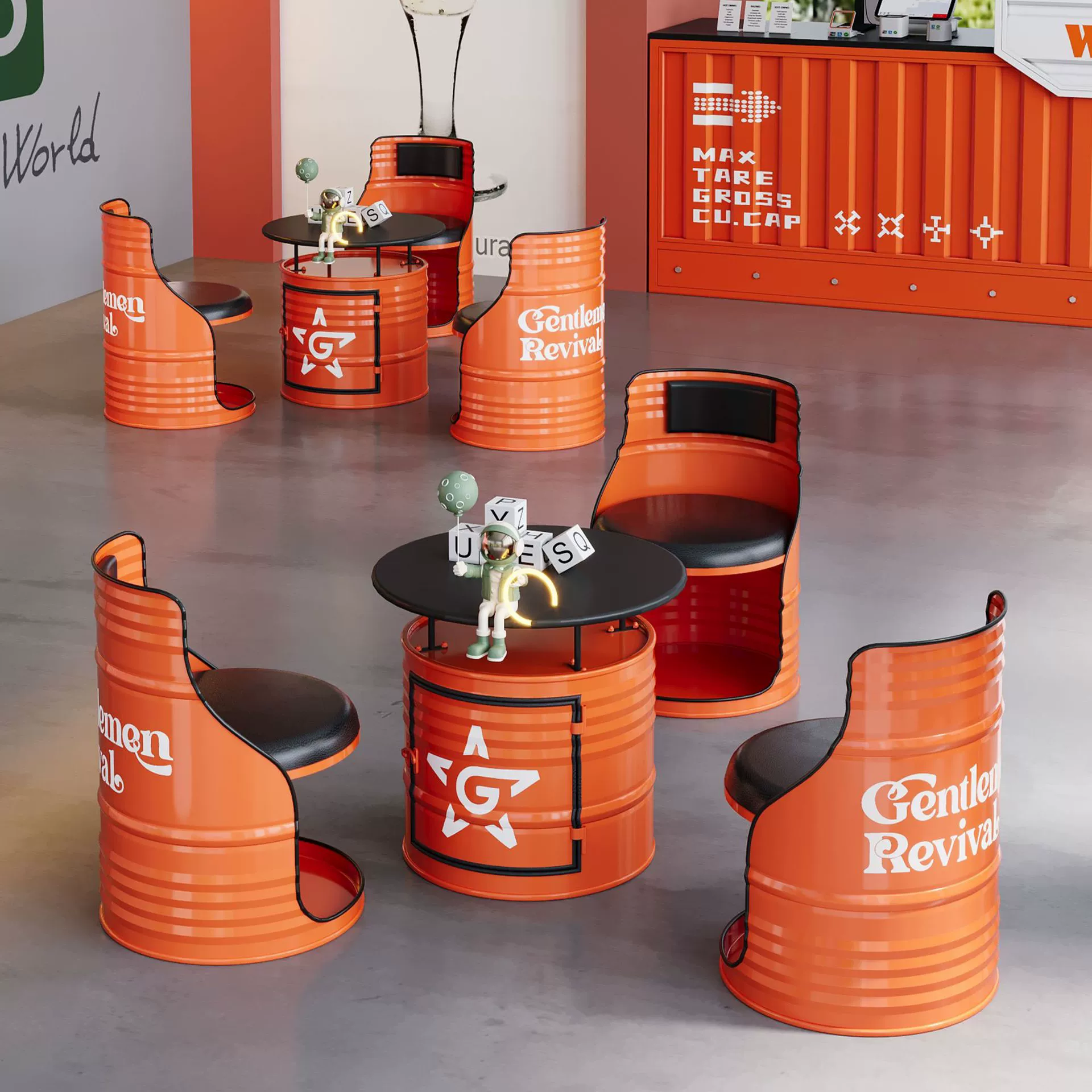 Креативный и персонализированный стол и стулья в индустриальном стиле из железной масляной бочки, мотоциклетный клуб, бар, кабина для переговоров, комбинация диванов, новый стиль