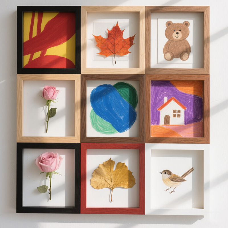 Mini Small Square Photo Frame Wholesale Ornaments 5-Inch 6-Inch 7inch 8inch Ten-Inch Size Photo Ins Creative Simple Wooden