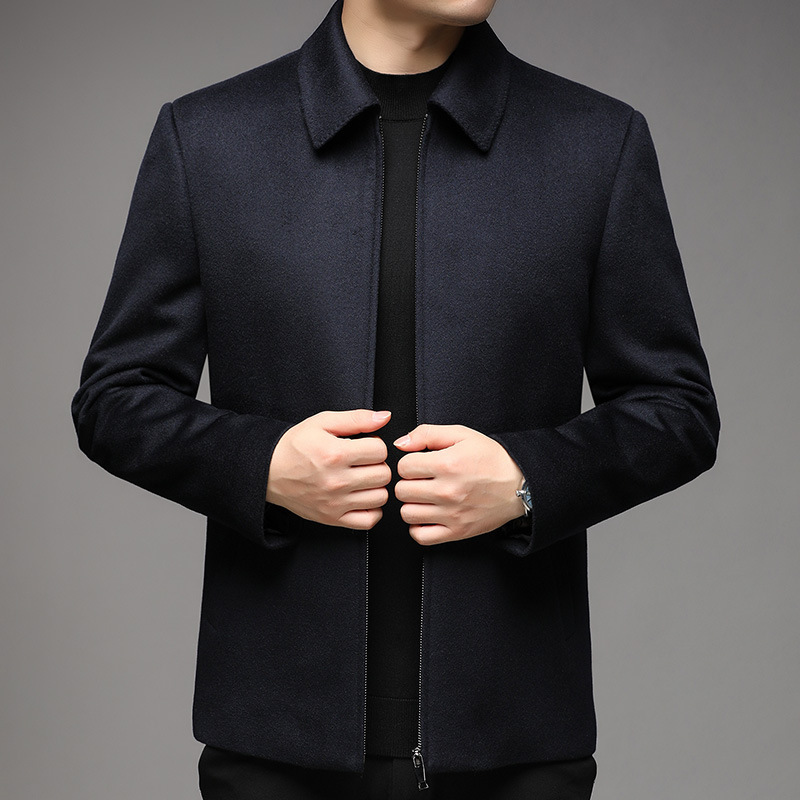 2024 New Winter Men's Middle-Aged Lapel Classy Cashmere Wool Wool Lining White Goose down Jacket 2024 New Winter Men's Middle-Aged Lapel Classy Cashmere Wool Wool Lining White Goose down Jacket