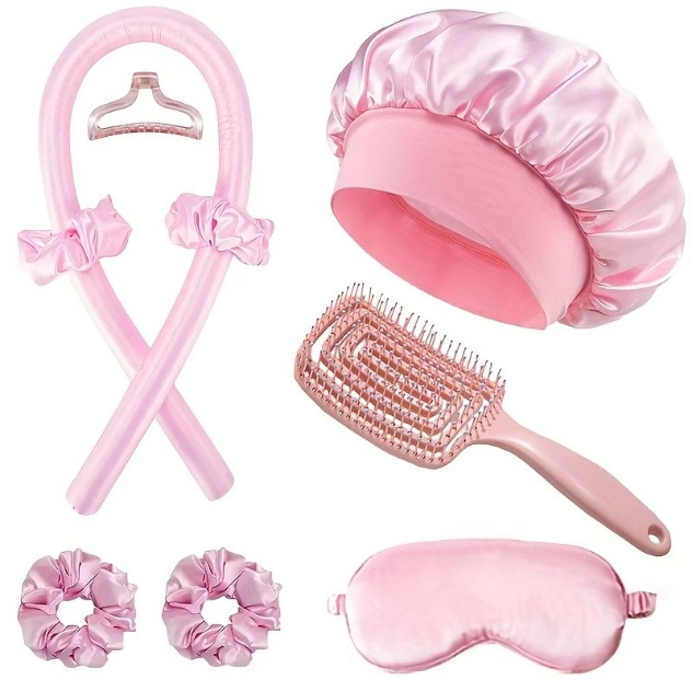 Comercio exterior transfronterizo sin rizador de calor, traje de venta caliente de Amazon, gorras para los ojos, gorros de ducha, sin calor, sin daño, almohada con cremallera individual