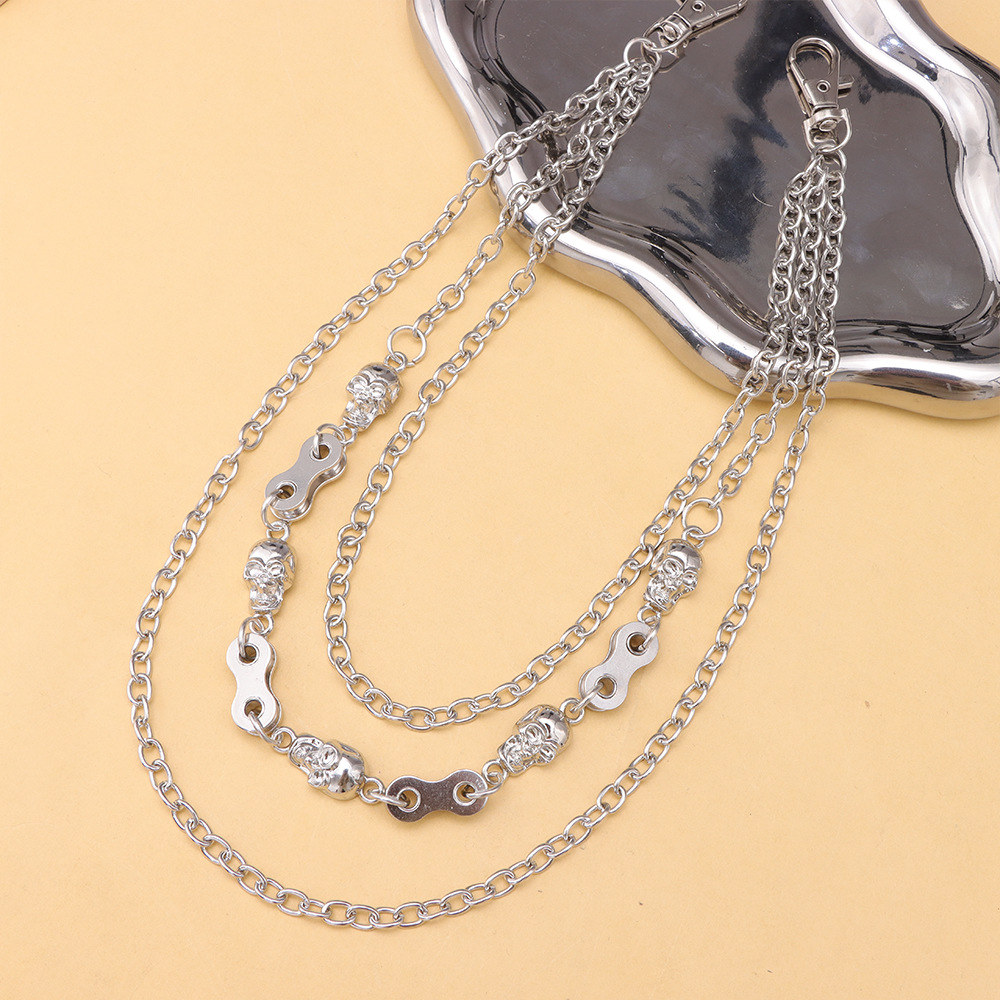 Moda Hip-Hop Punk Stile Teschio Pesante Accessori Multistrato Catena di Metallo Pantaloni Uomo Strada Versatile_voghion.com