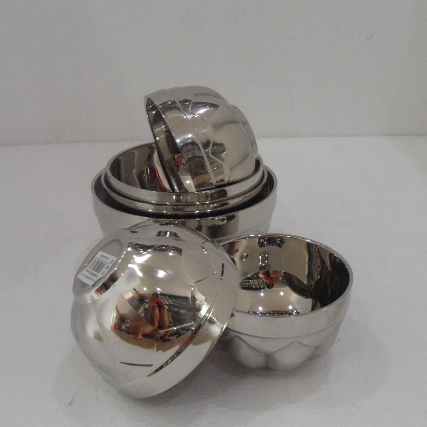 宏精不锈钢荷花碗 无磁双层隔热防烫焊边莲花碗 多用汤碗饭碗