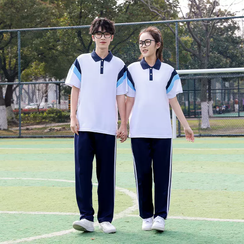 中小学生短袖校服套装厂家直销初中高中生班服团体服T恤定制olog