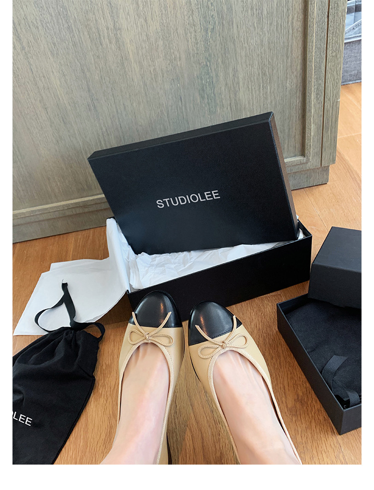 Edición de piel de oveja ~ pequeño viento blanco de cuero suave Mary Jane zapatos de ballet de arco zapatos de cama plana