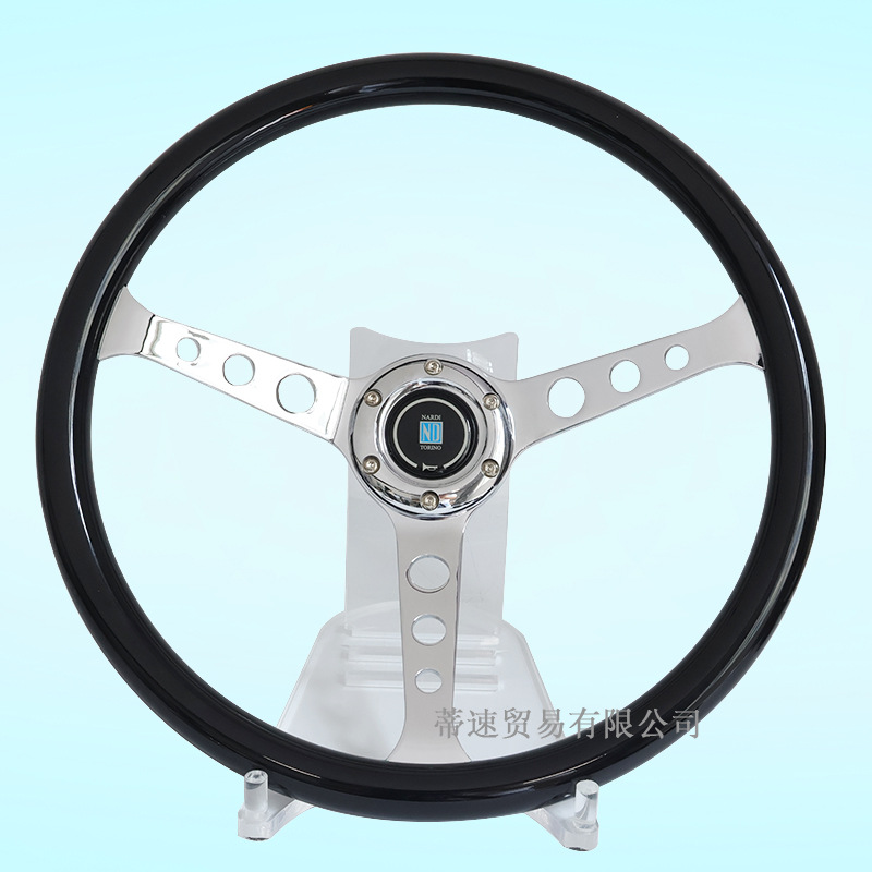 Factory direct sales NARDI modified 15inch steering wheel glossy black round holes 380mm concave electroplated hole spacing 70mm