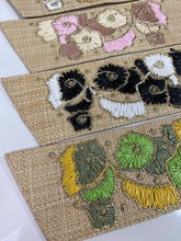 拉菲草编织 绣花设计鞋面半成品