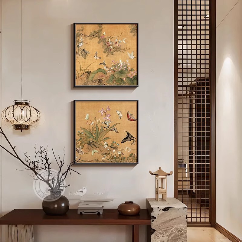 宋の美的花と鳥の絵画リビングルーム装飾絵画新しい中国風ソファ背景壁掛け絵画正方形レストラン寝室壁画|undefined