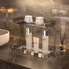 軽くて豪華な浴室の二重の物置棚のトイレの洗面台の化粧品の物置棚のデスクのスキンケアの収納棚
