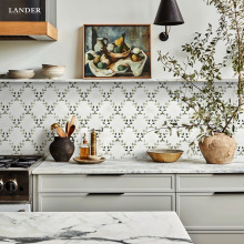 大理石清新小叶子水刀高端马赛克厨房玄关卫生间背景墙砖地砖