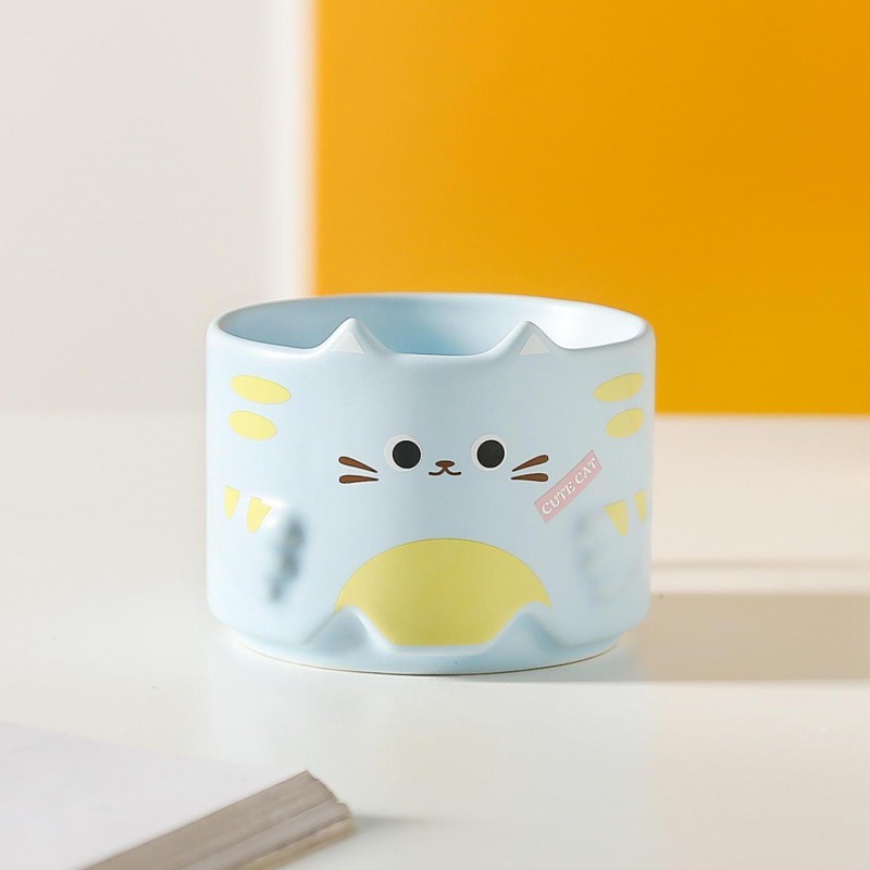 Cute gato taza de cerámica de dibujos animados taza de marca de pareja taza de agua plegable taza casera regalo de regalo
