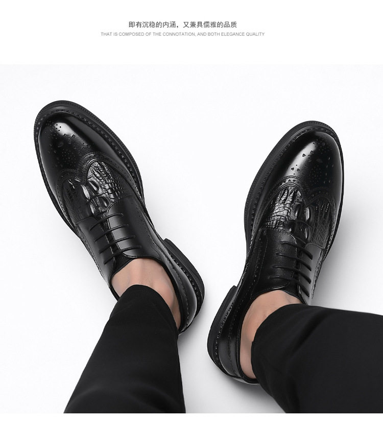 Giày da nam da bò thật kiểu Oxford Brogue Anh, đế thấp, dây buộc, dễ phối đồ công sở và đi tiệc cưới — Màu nâu, Màu đen, Màu đen lót nhung chi tiết 27