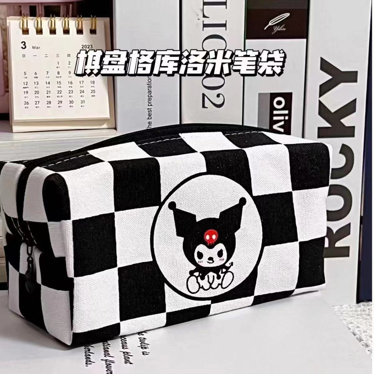 Bolsa de lápices de perro Pinta Bolsa de lápices de oso de fresa linda Red de Internet Bolsa de papelería de escuela primaria de gran capacidad Bolsa de almacenamiento