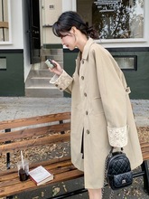 洺惠元设计感卡其色中长款风衣外套女2025秋季新款休闲简约百搭薄